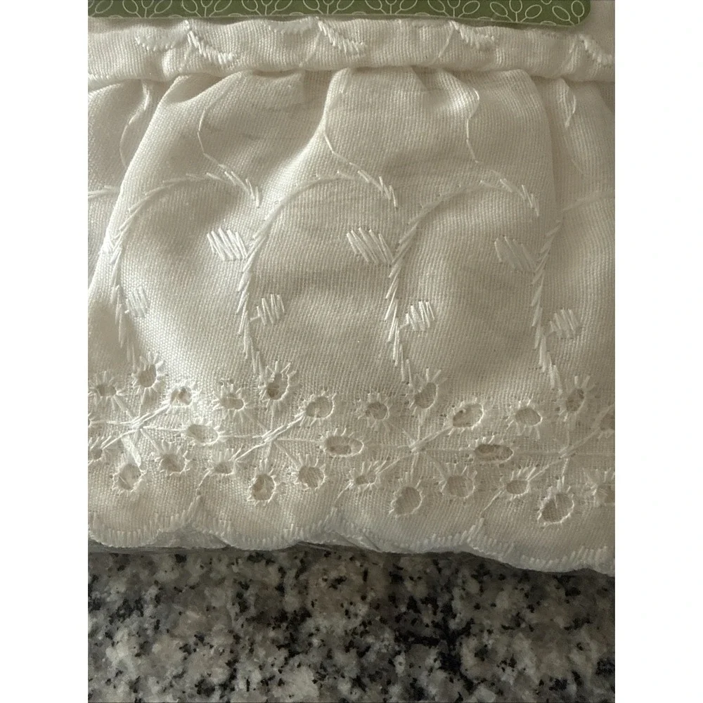 Martha Stewart One Standard Pillow Sham Eyelet‎ Accents Ivory Vintage